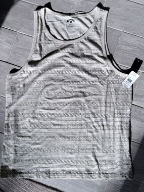 Billabong Cream & Light Gray Wave-Print Tank Top
